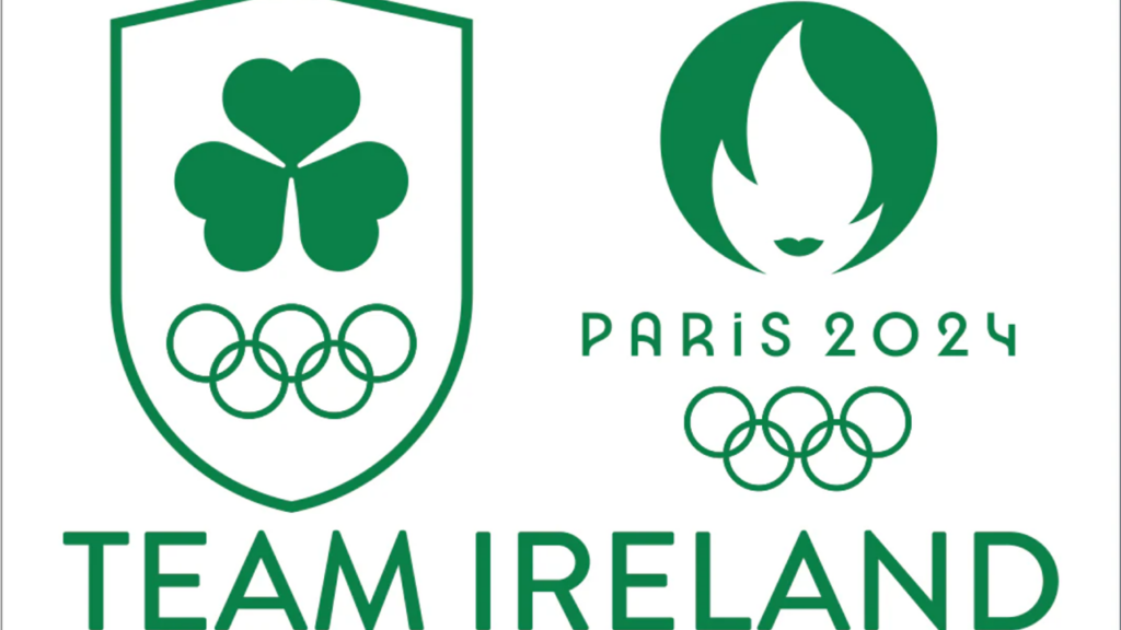 Team Ireland Banner with the Olympic and Paris 2024 Logos and insignia